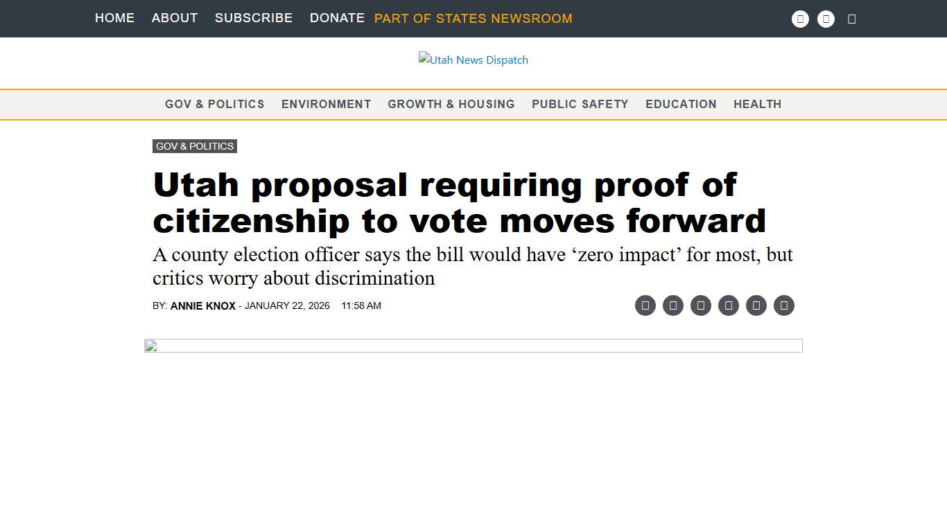 Utah proposal requiring proof of citizenship to vote moves forward • Utah News Dispatch